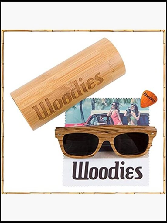 Polarized All-Wood Zebra Wood Sunglasses with Dark Lenses main image 5